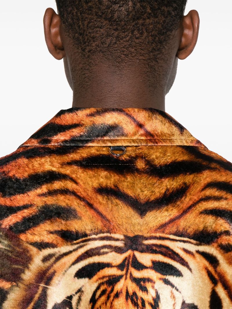 Brown Tiger-print Velvet Shirt