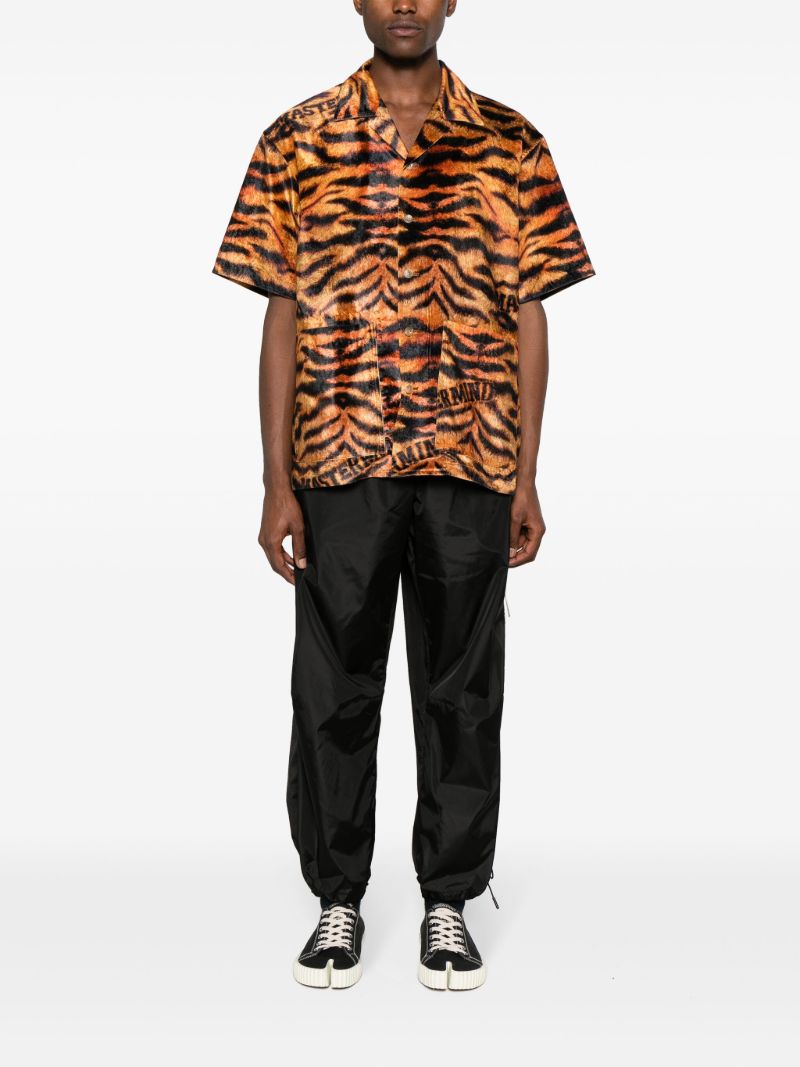 Brown Tiger-print Velvet Shirt