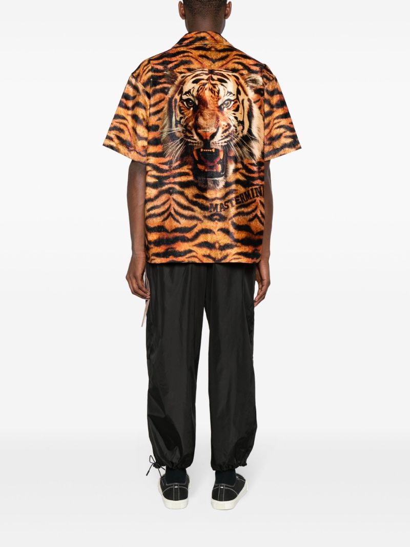 Brown Tiger-print Velvet Shirt