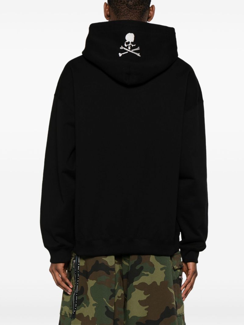 Black Logo-embroidered Cotton Hoodie