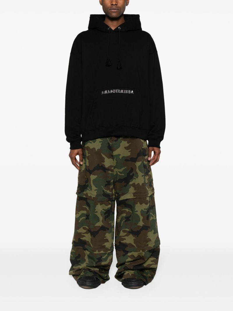 Black Logo-embroidered Cotton Hoodie