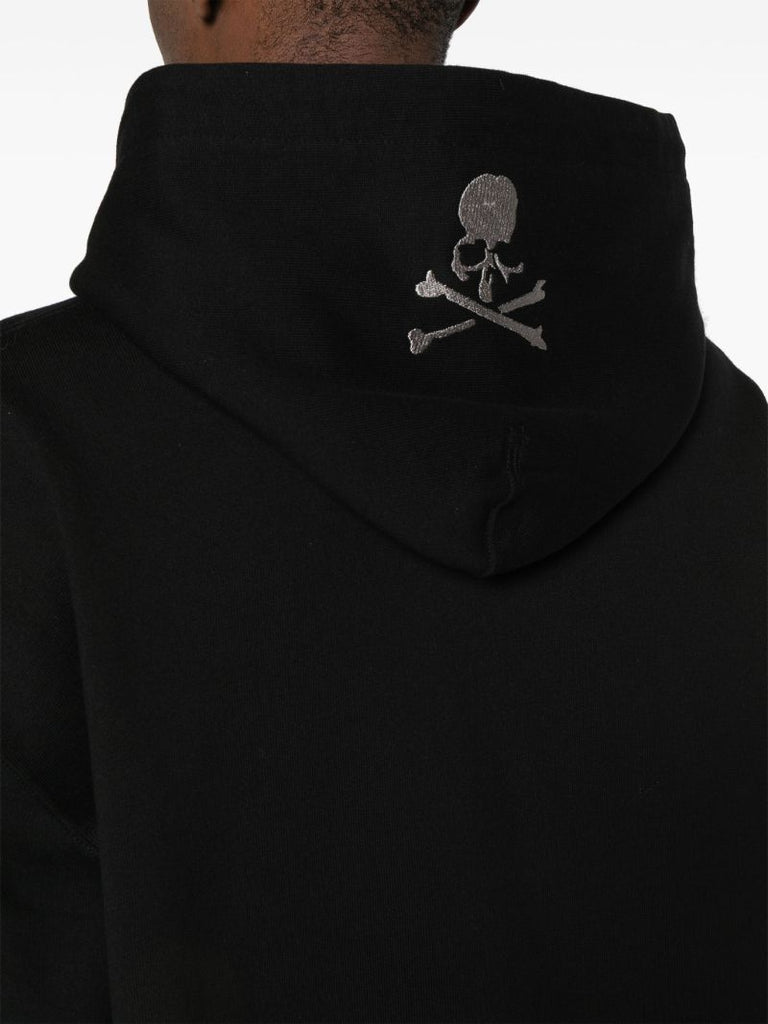 Black Logo-embroidered Cotton Hoodie
