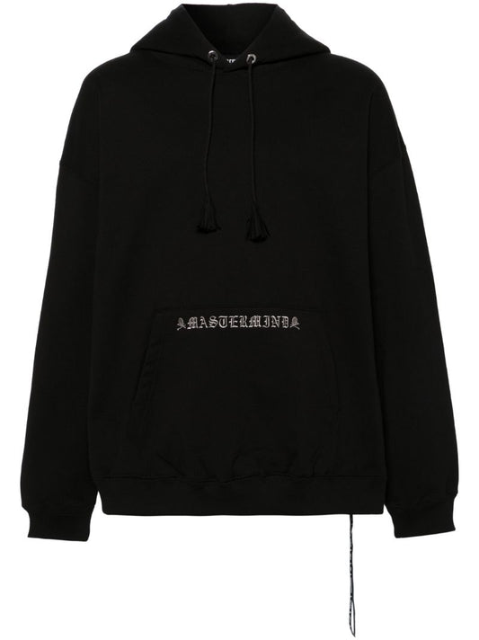 Black Logo-embroidered Cotton Hoodie