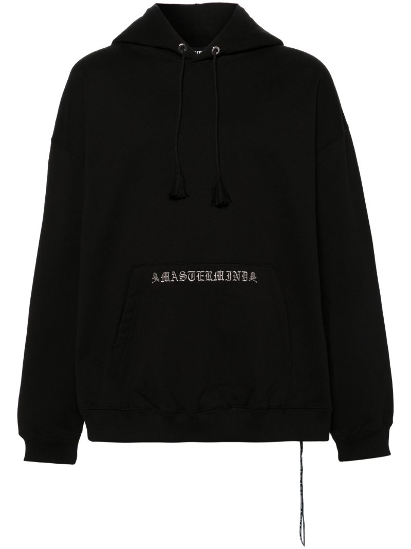 Black Logo-embroidered Cotton Hoodie