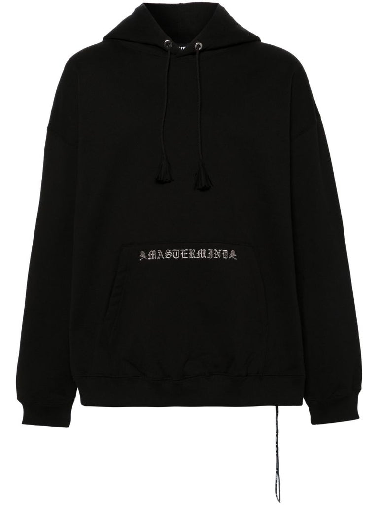 Black Logo-embroidered Cotton Hoodie