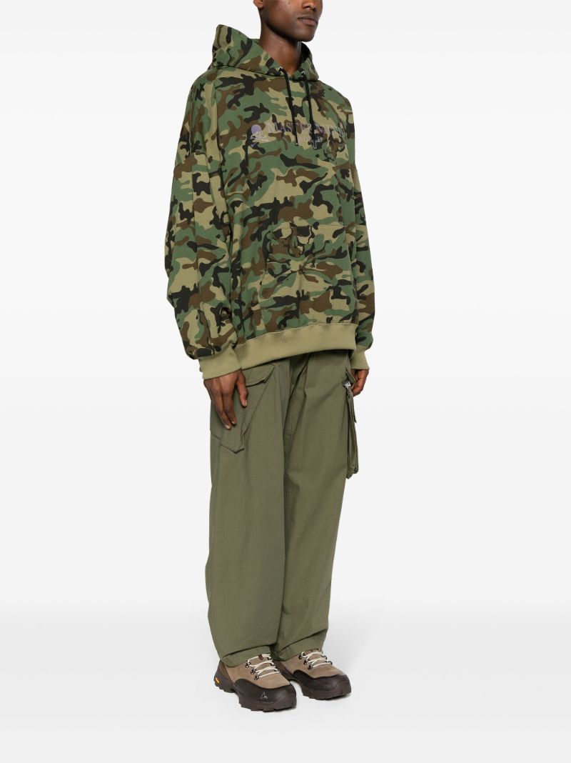 Green Camouflage-print Skull Hoodie