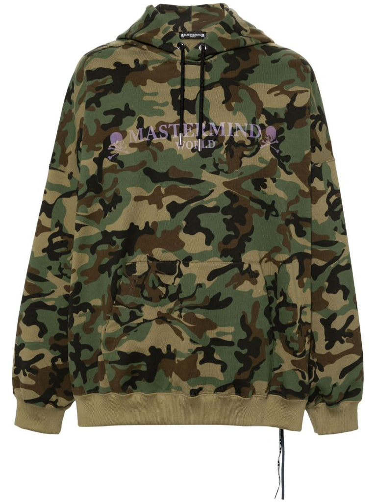 Green Camouflage-print Skull Hoodie