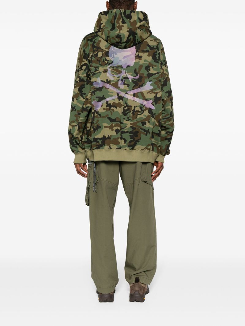 Green Camouflage-print Skull Hoodie