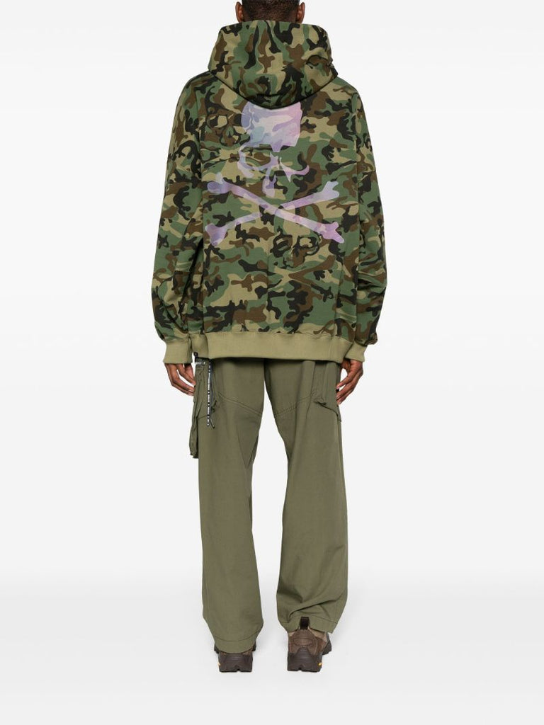 Green Camouflage-print Skull Hoodie