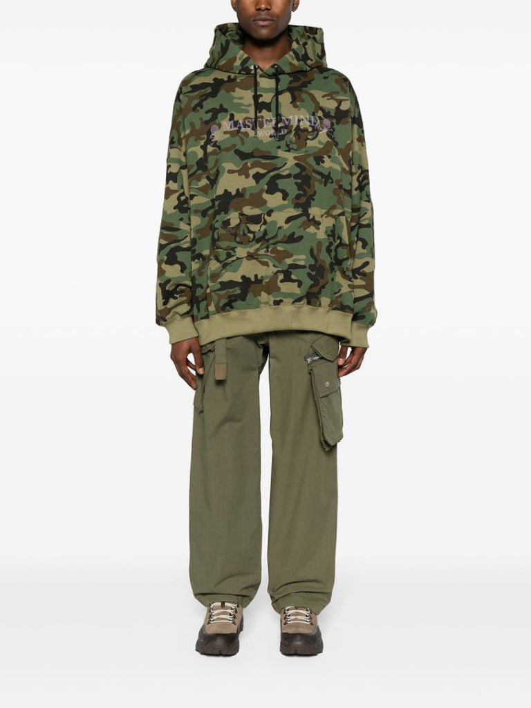Green Camouflage-print Skull Hoodie