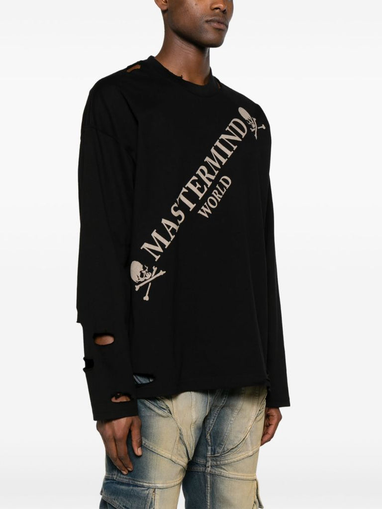 Black Cut-out Logo-print T-shirt
