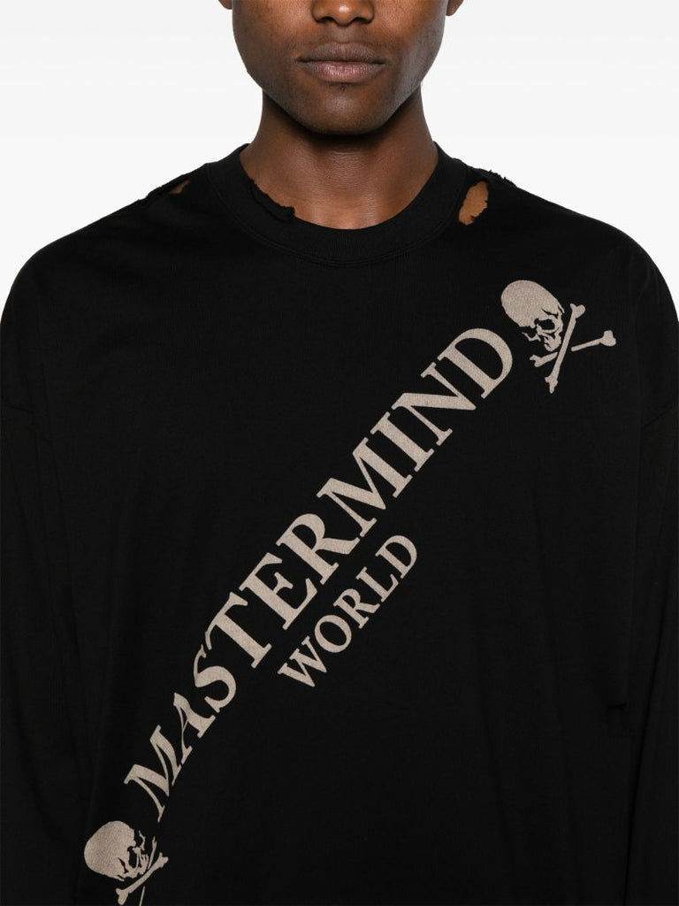 Black Cut-out Logo-print T-shirt
