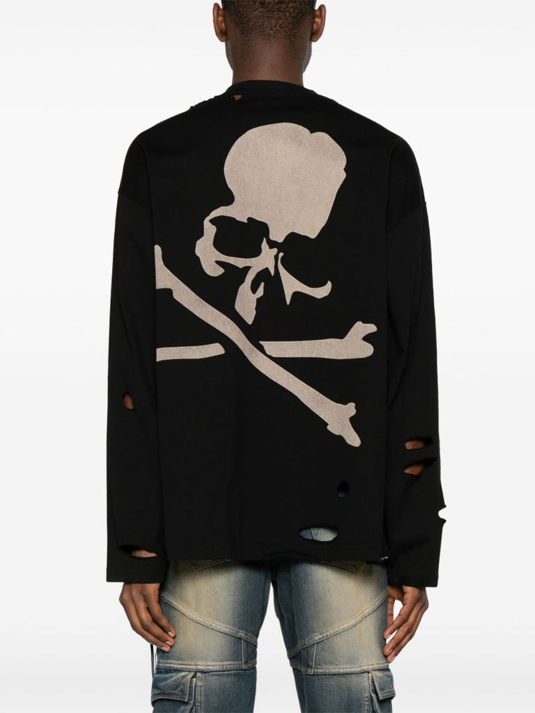 Black Cut-out Logo-print T-shirt