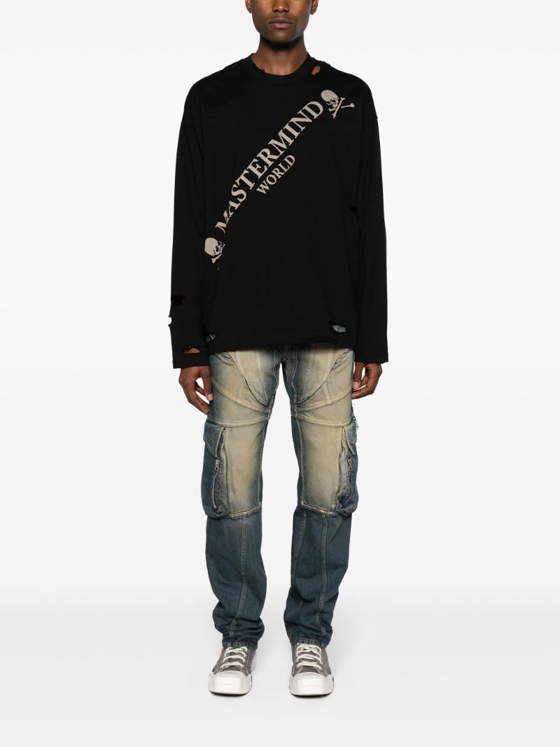 Black Cut-out Logo-print T-shirt