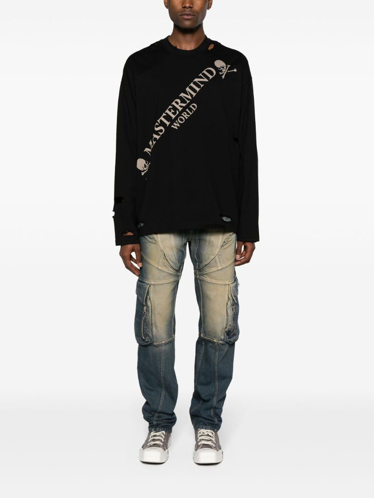 Black Cut-out Logo-print T-shirt