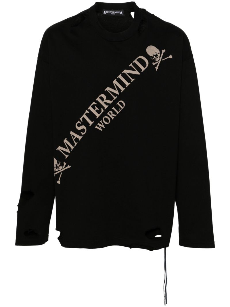 Black Cut-out Logo-print T-shirt
