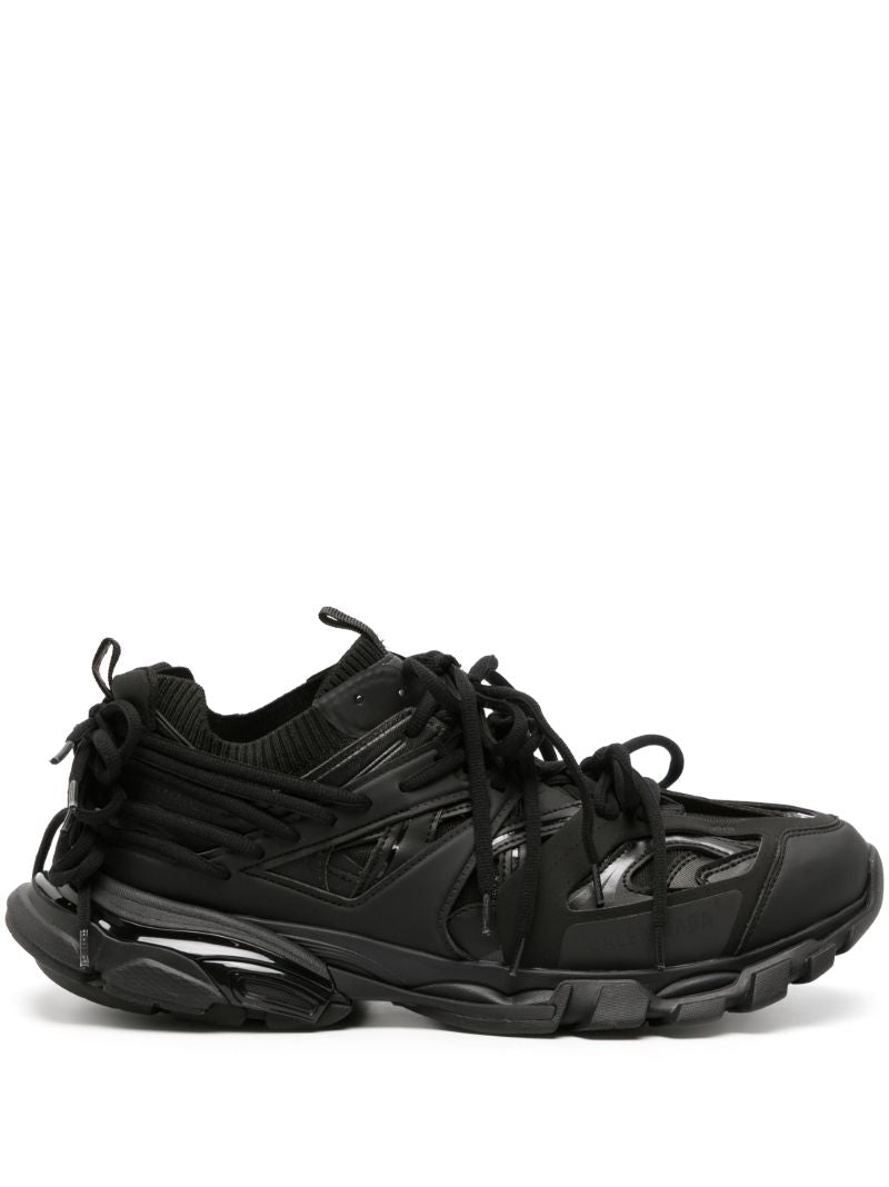 Black Panelled Rear Lace-up Low-top Sneakers