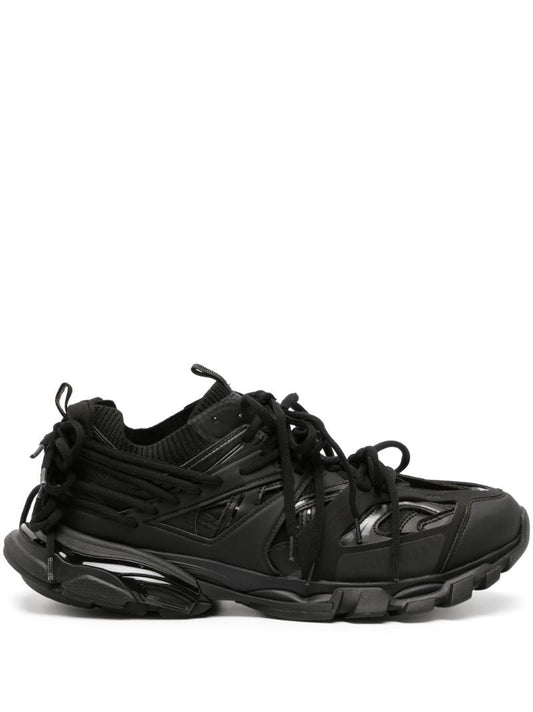 Black Panelled Rear Lace-up Low-top Sneakers