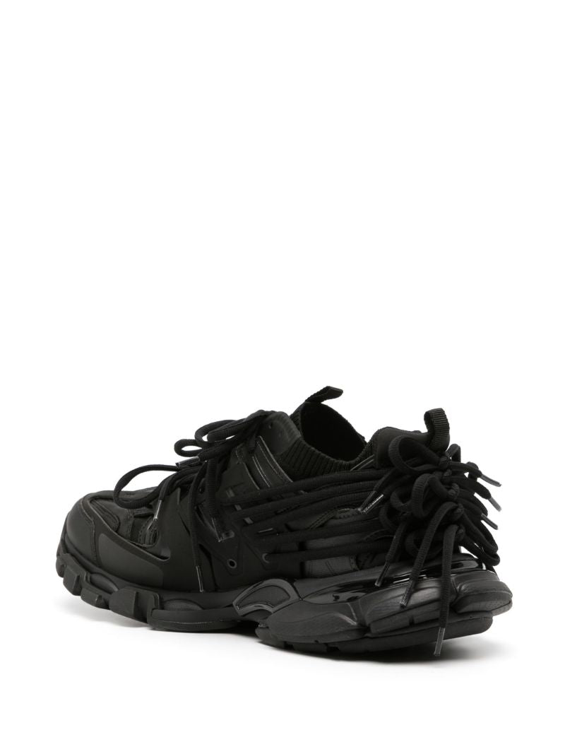 Black Panelled Rear Lace-up Low-top Sneakers