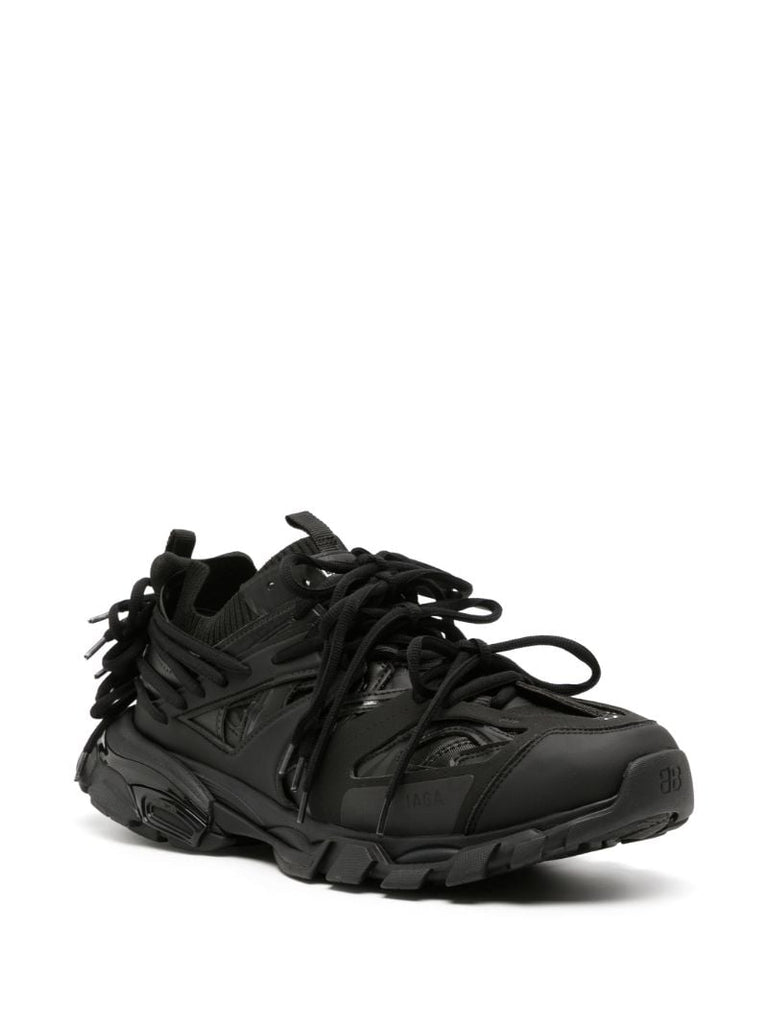 Black Panelled Rear Lace-up Low-top Sneakers