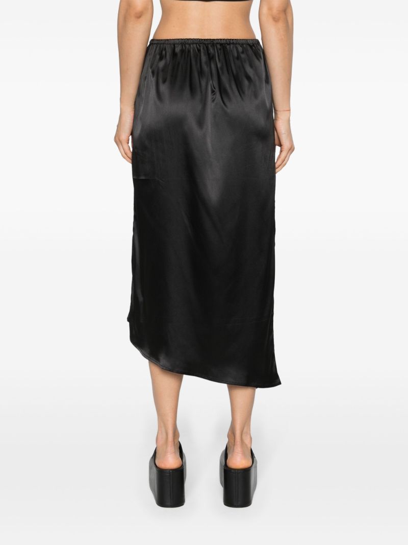 Shale Black Side Slit Satin Skirt