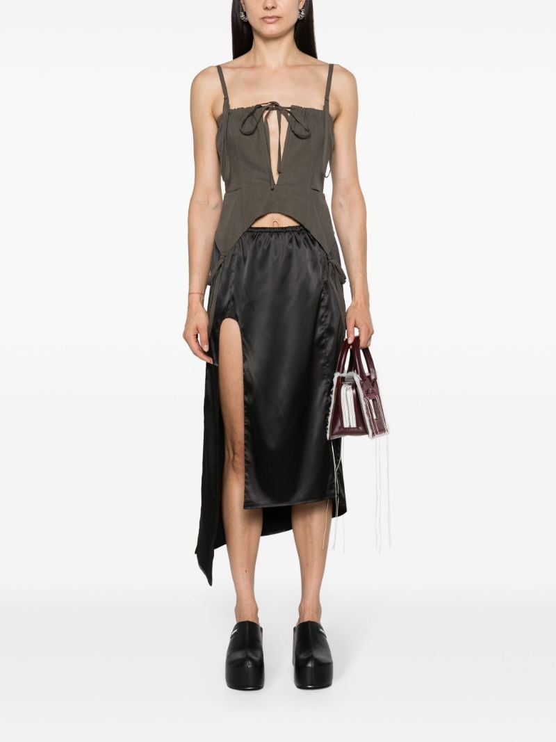 Shale Black Side Slit Satin Skirt