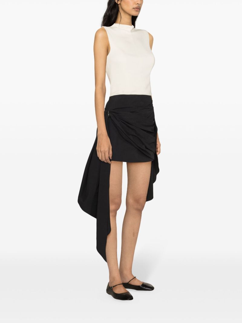 Black Cloud Draped Mini Skirt