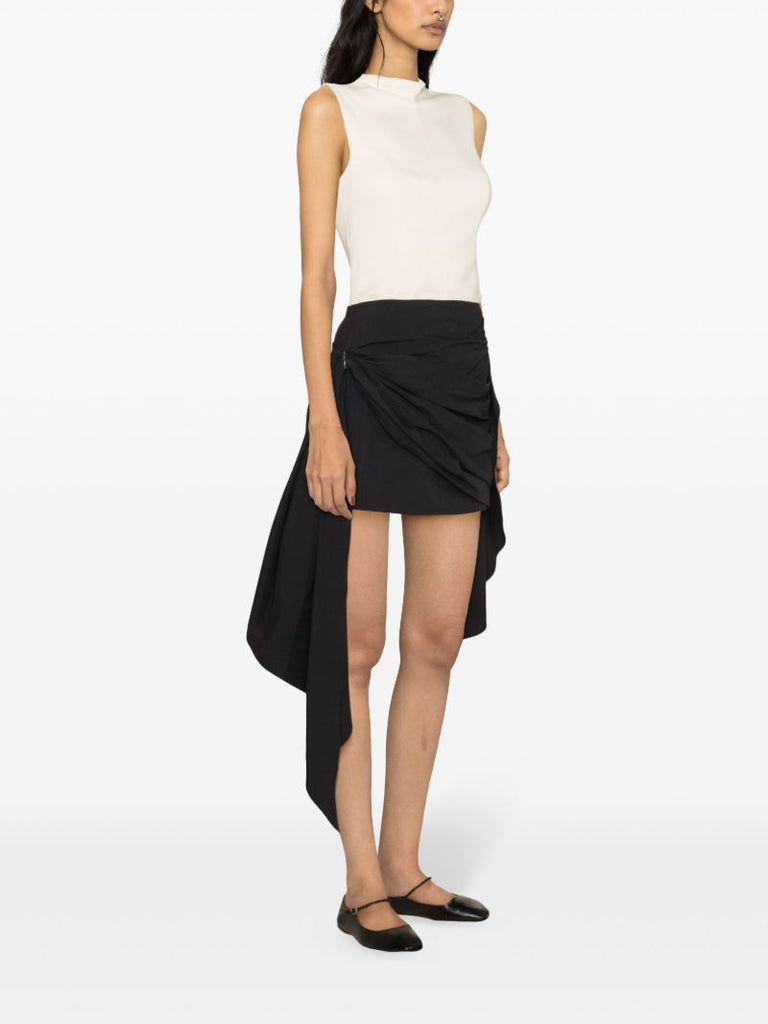 Black Cloud Draped Mini Skirt