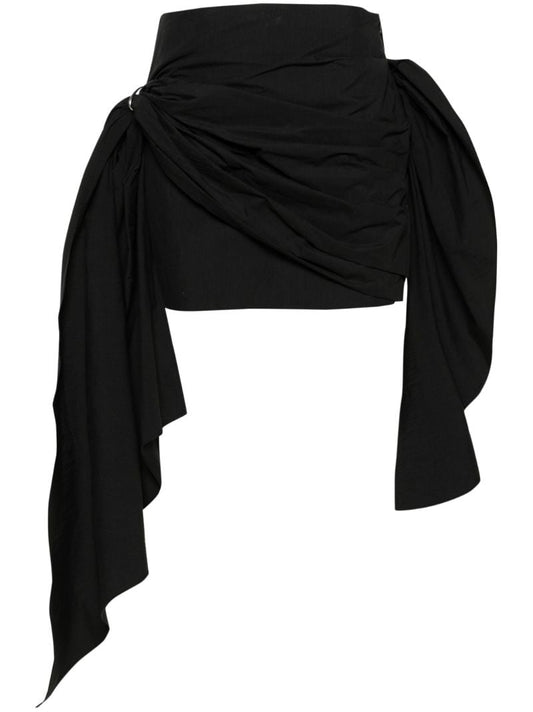 Black Cloud Draped Mini Skirt