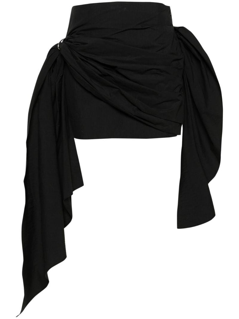 Black Cloud Draped Mini Skirt