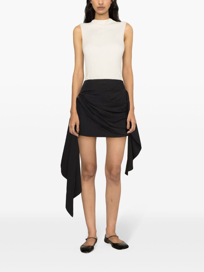 Black Cloud Draped Mini Skirt