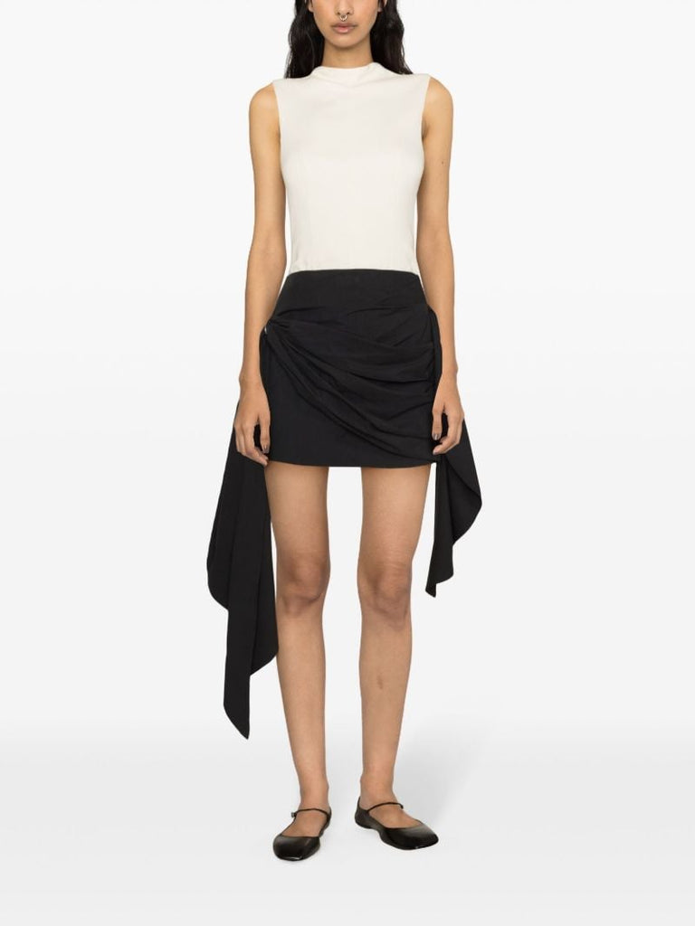 Black Cloud Draped Mini Skirt