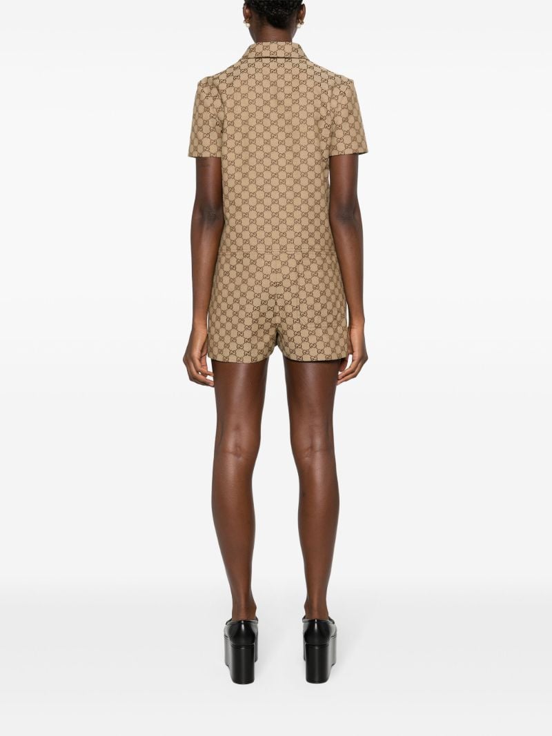 Brown Gg Supreme Canvas Playsuit