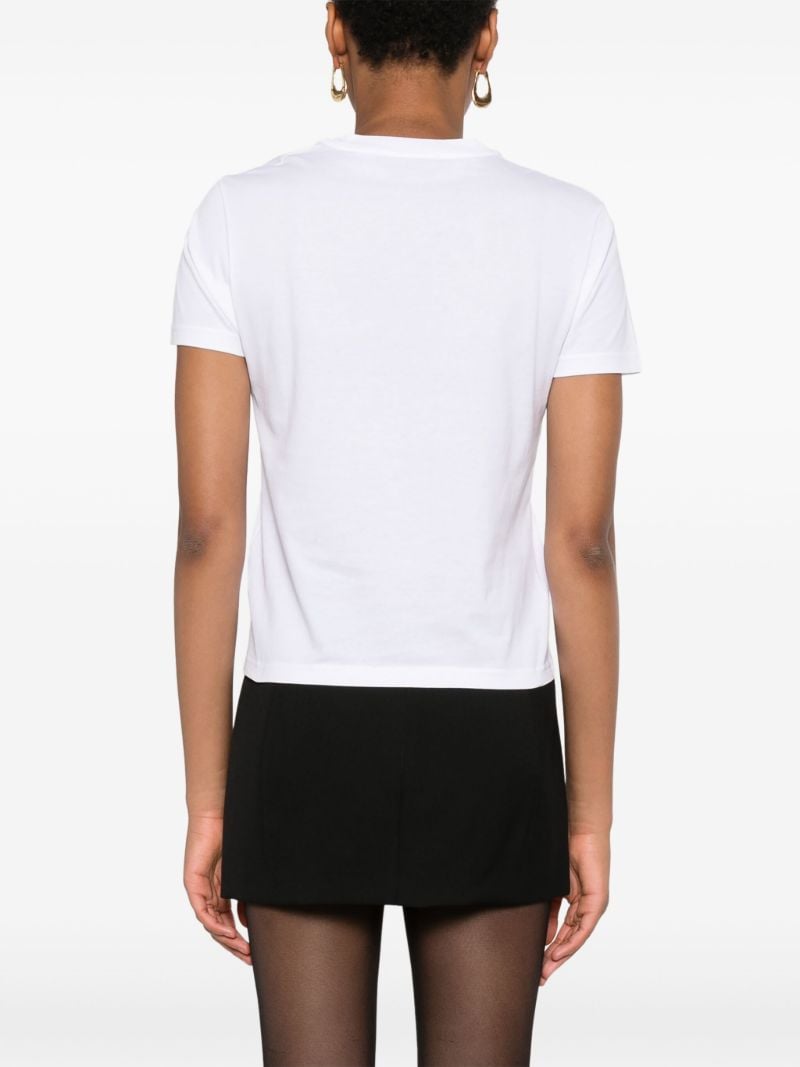 White Rhinestoned-logo Cotton T-shirt