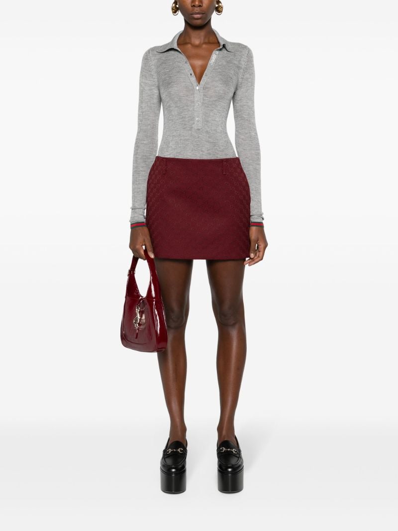 Grey Fine Rib Cashmere Knit Top