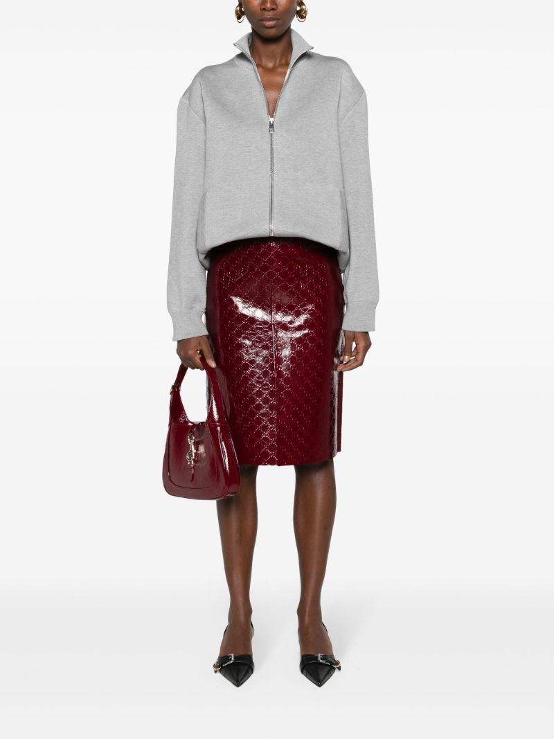 Red Gg-debossed Leather Skirt