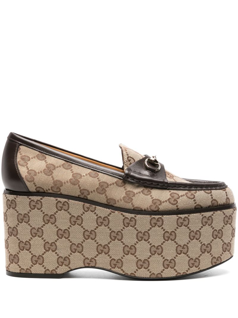 Brown Horsebit Platform Loafers