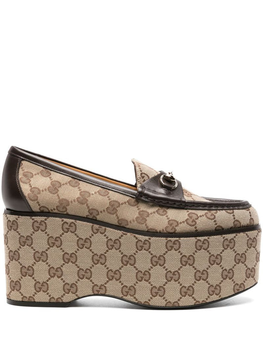 Brown Horsebit Platform Loafers