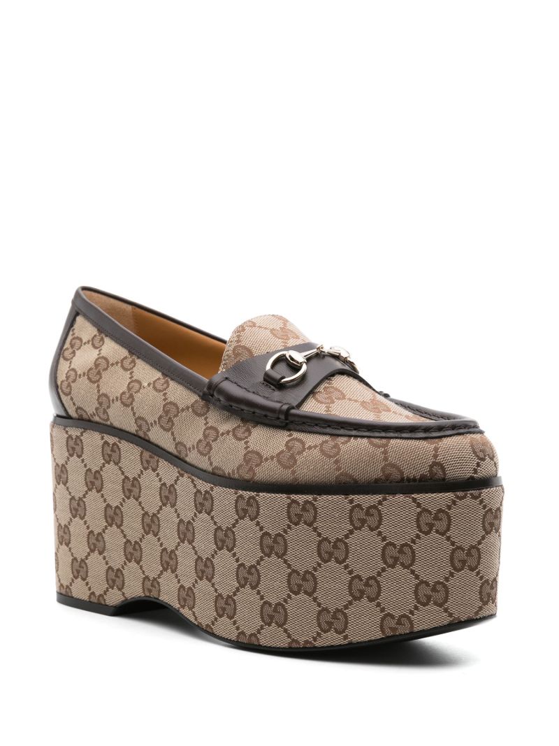 Brown Horsebit Platform Loafers