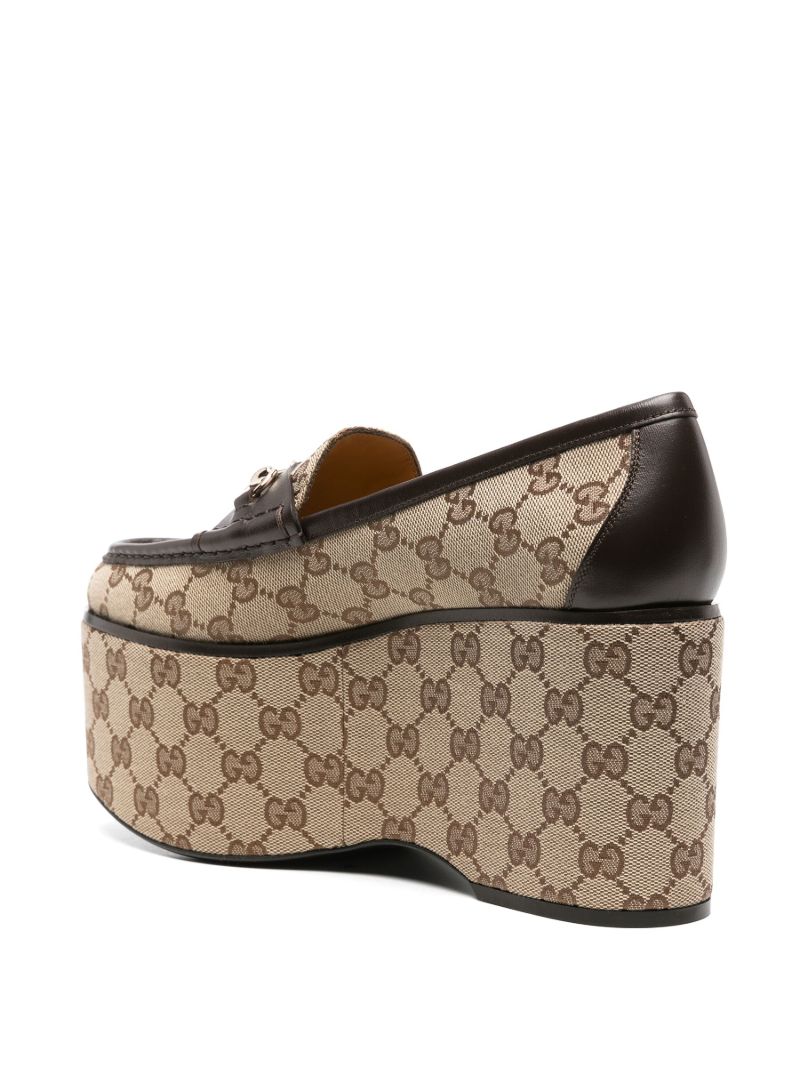 Brown Horsebit Platform Loafers