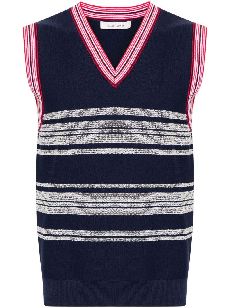Blue Shade V-neck Knitted Vest
