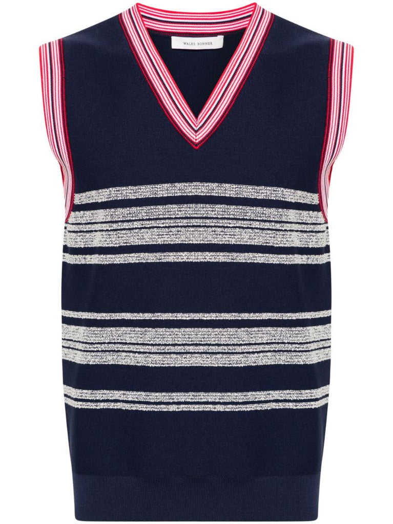 Blue Shade V-neck Knitted Vest