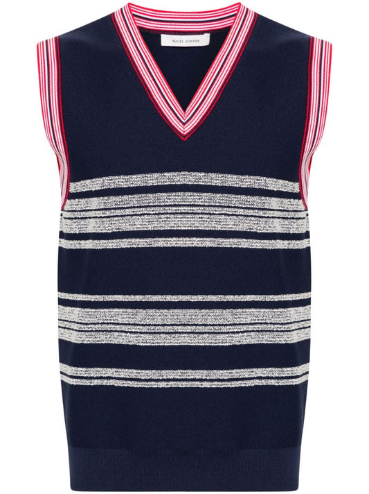 Blue Shade V-neck Knitted Vest