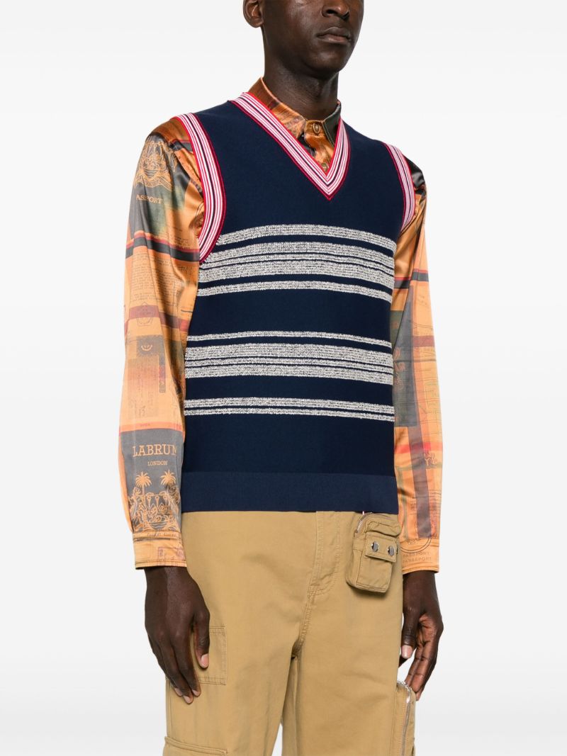 Blue Shade V-neck Knitted Vest