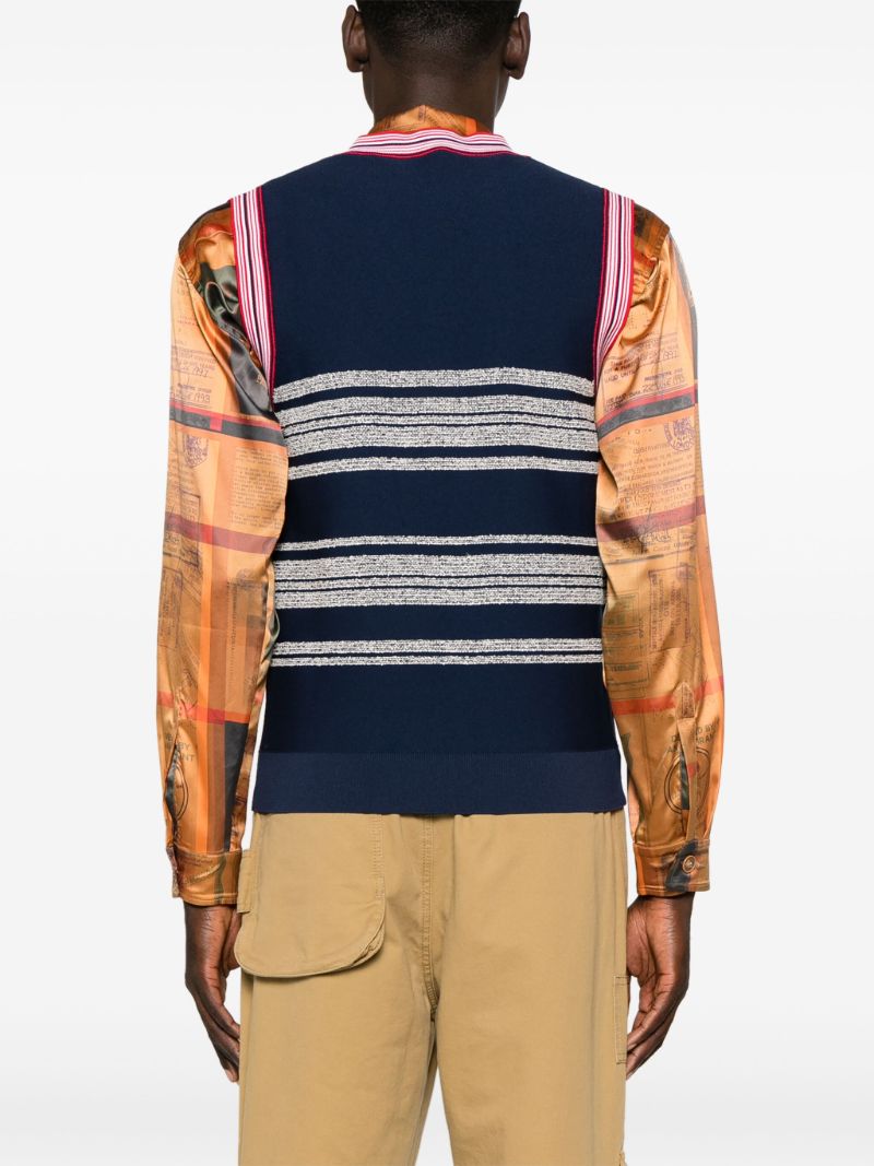 Blue Shade V-neck Knitted Vest