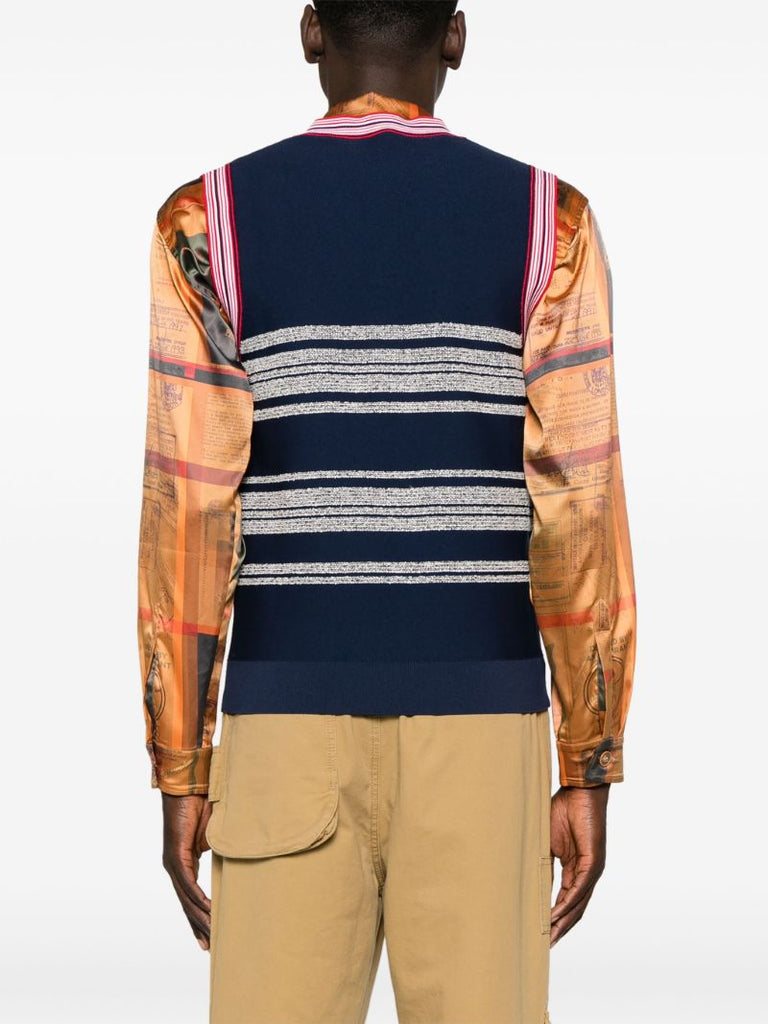 Blue Shade V-neck Knitted Vest