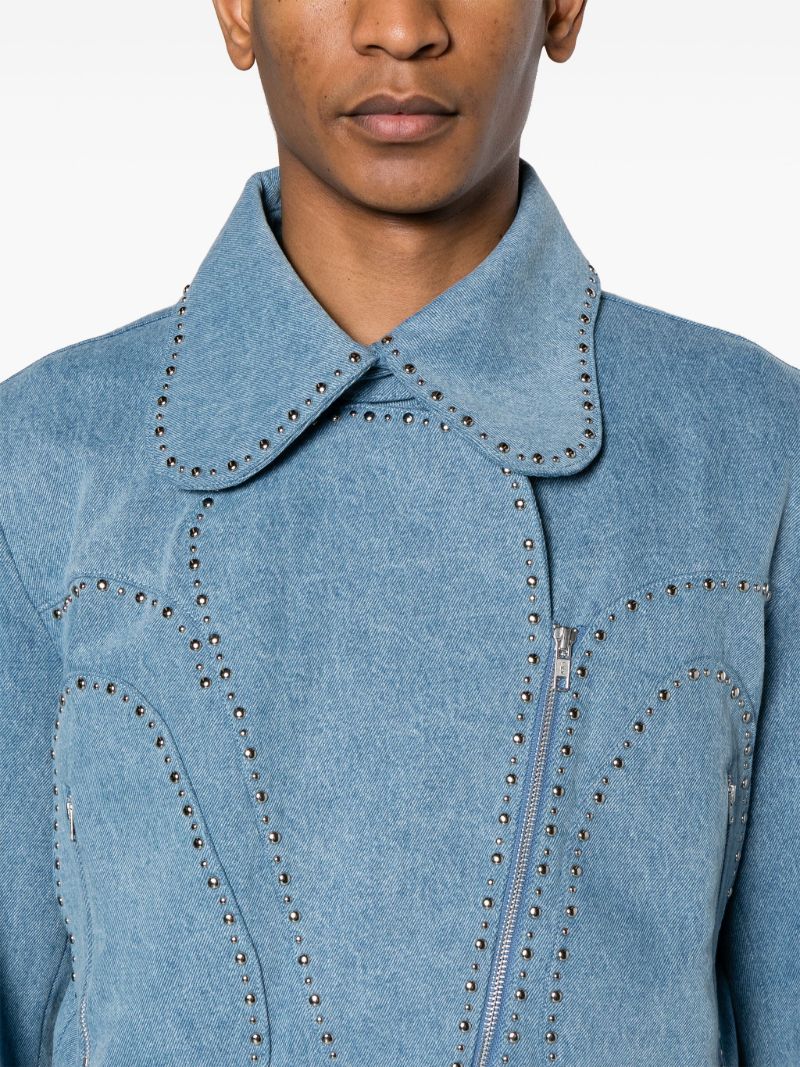 Blue Enzyme Studded Denim Jacket
