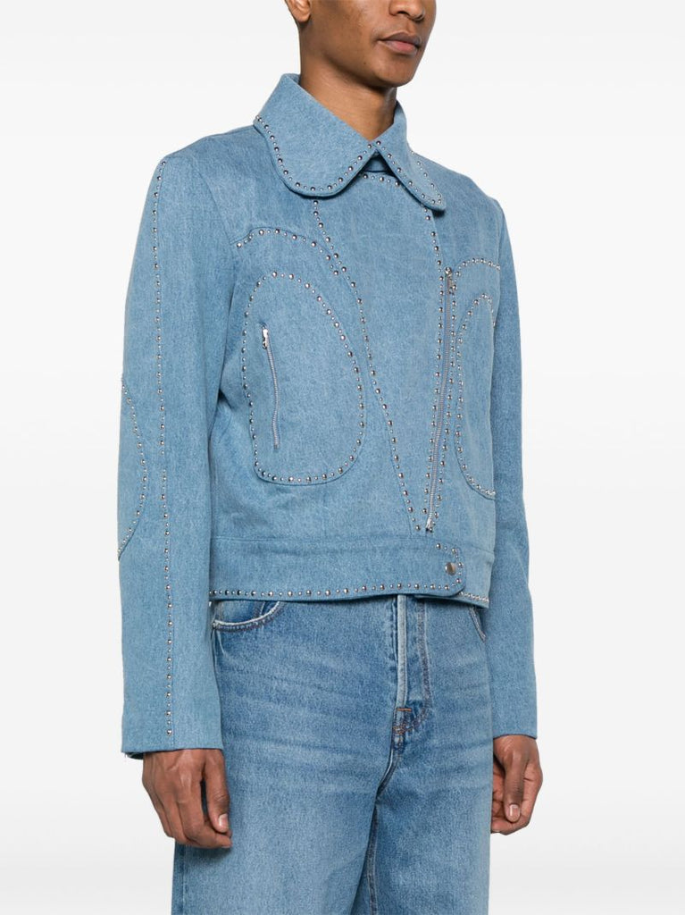 Blue Enzyme Studded Denim Jacket