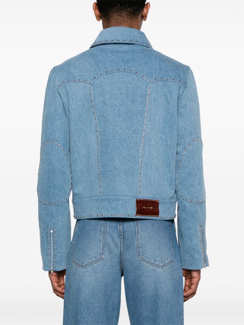 Blue Enzyme Studded Denim Jacket