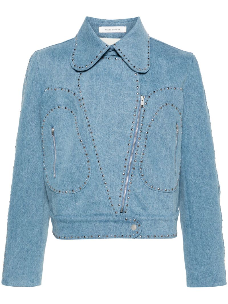 Blue Enzyme Studded Denim Jacket